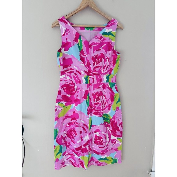 Lilly Pulitzer Womens Hotty Pink First Impression Collins Dress Size 6 Silk Rose - Picture 4 of 10